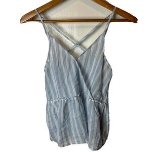 American Eagle Striped Babydoll Flowy Tank Top Blue White Size XS Summer Spring